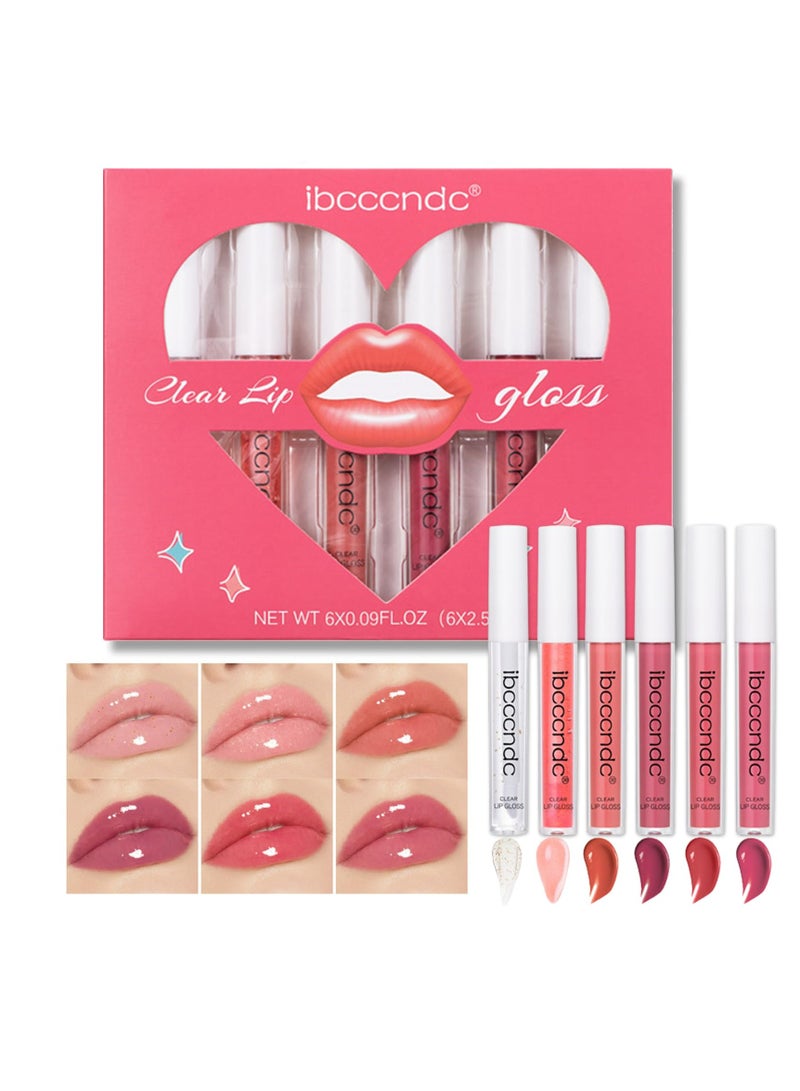 6 Packs Lipgloss Gift Set, Lip Oil and Lip Gloss Set, Lip Oil Hydrating Non-sticky Lip Glow Oil Tinted Clear Lip Plumper Moisturizing Lipgloss Set Gift For Women and Teenage Girl