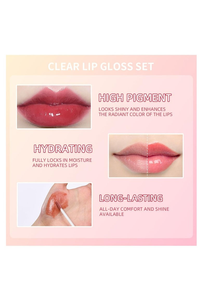 6 Packs Lipgloss Gift Set, Lip Oil and Lip Gloss Set, Lip Oil Hydrating Non-sticky Lip Glow Oil Tinted Clear Lip Plumper Moisturizing Lipgloss Set Gift For Women and Teenage Girl