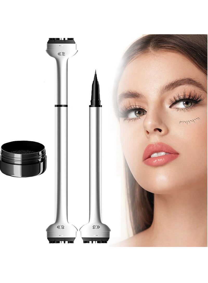 Lower Lash Stamp, 2-in-1 Waterproof Sweatproof Eyeliner & Lower Eyelash Stamp Set, Silicone Eyelash Stamp, Quick Eye Makeup Tool with Ink (Black)