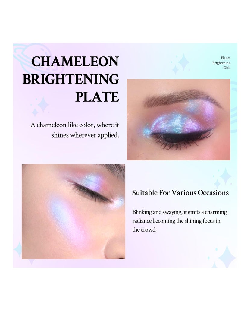 Face Highlighter Palette, Multichrome Glitter Highlighter Waterproof Long-Lasting Makeup, Brightens Face Complexion Contour, Inner Corner Eye Highlighter Illuminator, Silky Creamy Mineral Eyeshadow