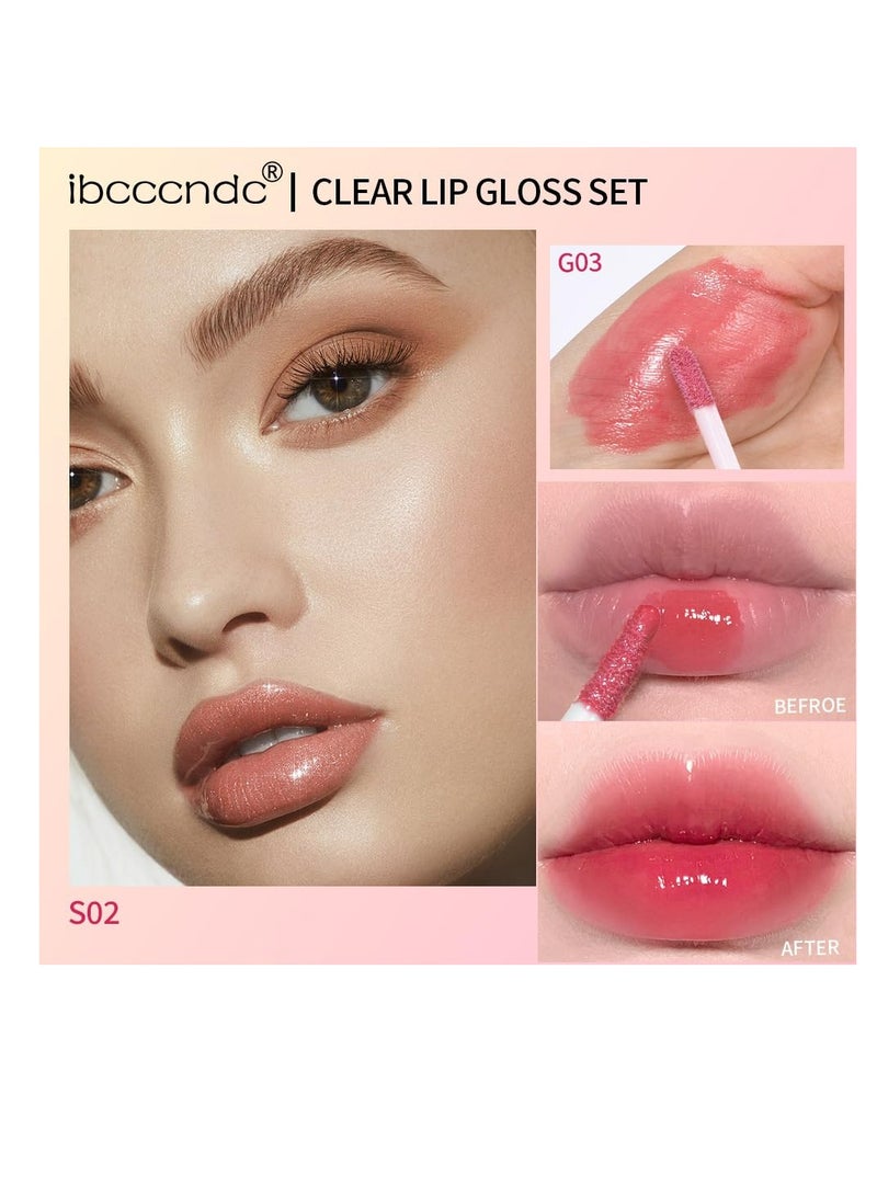 6 Packs Lipgloss Gift Set, Lip Oil and Lip Gloss Set, Lip Oil Hydrating Non-sticky Lip Glow Oil Tinted Clear Lip Plumper Moisturizing Lipgloss Set Gift For Women and Teenage Girl