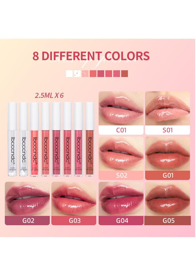 6 Packs Lipgloss Gift Set, Lip Oil and Lip Gloss Set, Lip Oil Hydrating Non-sticky Lip Glow Oil Tinted Clear Lip Plumper Moisturizing Lipgloss Set Gift For Women and Teenage Girl