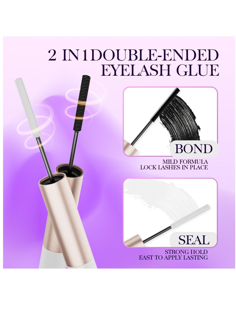 Lash Bond and Seal Waterproof, Cluster Lash Glue for Cluster Eyelash Extensions, 10ml Long Lasting Eyelash Glue Hold One Week Double-Ended Eyelash Glue for Women and Girl DIY Strong Lash Glue