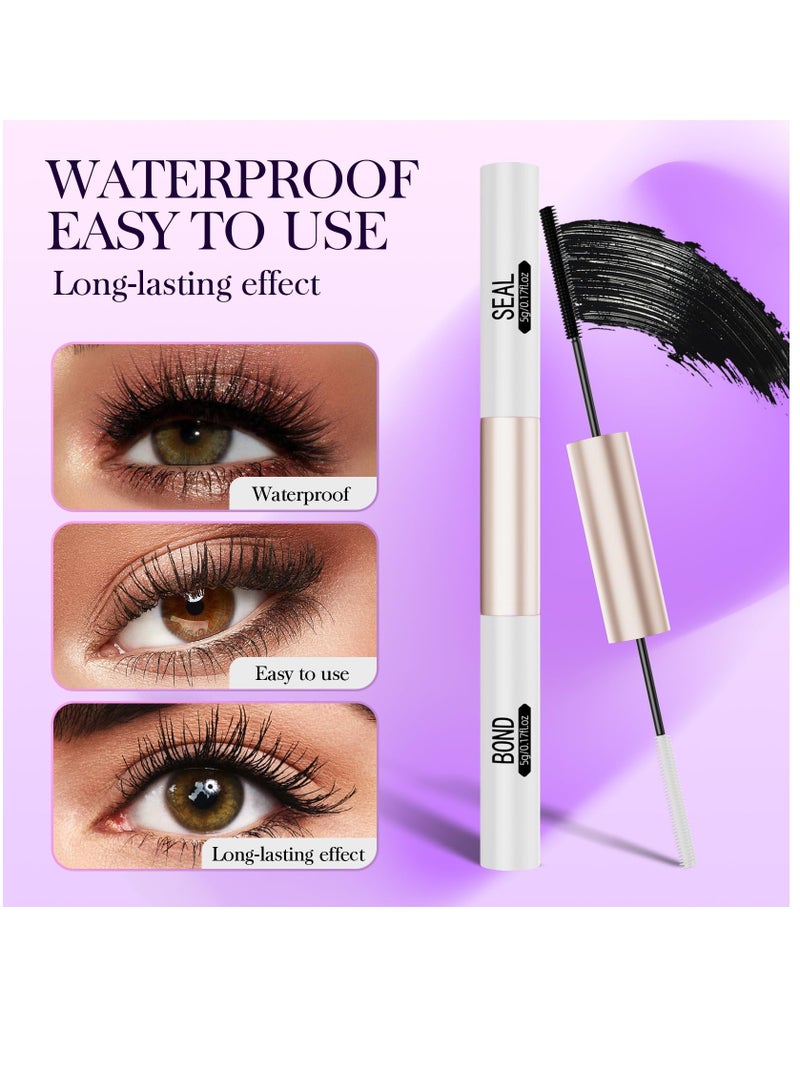 Lash Bond and Seal Waterproof, Cluster Lash Glue for Cluster Eyelash Extensions, 10ml Long Lasting Eyelash Glue Hold One Week Double-Ended Eyelash Glue for Women and Girl DIY Strong Lash Glue