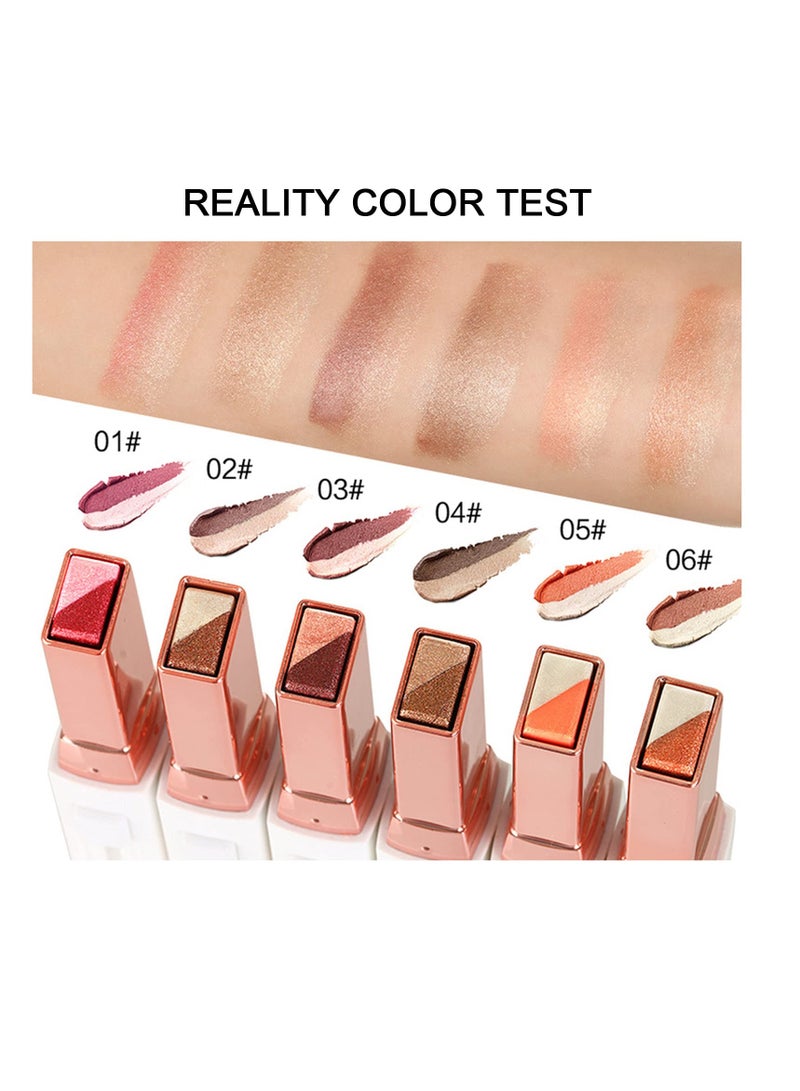 12 Colors Glitter Eye-shadow Stick Set, Two-Tone Shimmer Gradient Eyeshadow Stick Double Colors Eyeshadow Stick Waterproof Glitter Eye Stick Eyeshadow Pen for Women Eye Makeup (6 Pcs)