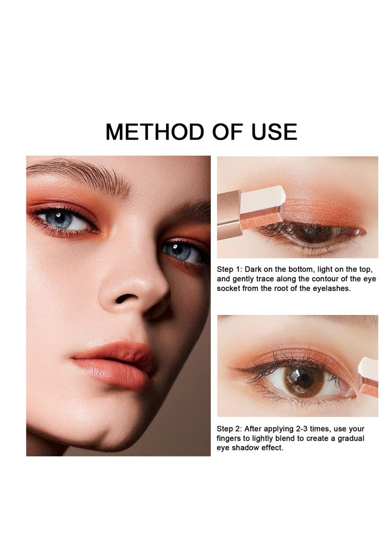 12 Colors Glitter Eye-shadow Stick Set, Two-Tone Shimmer Gradient Eyeshadow Stick Double Colors Eyeshadow Stick Waterproof Glitter Eye Stick Eyeshadow Pen for Women Eye Makeup (6 Pcs)