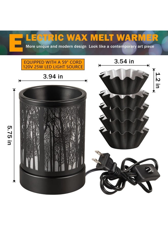 Wax Warmer For Scented Wax With 7 Colors Led Lighting Oil Lamp Wax Burner Candle Melt Warmer Metal Classic Black Forest Design For Fragrance Home Decor Gifts