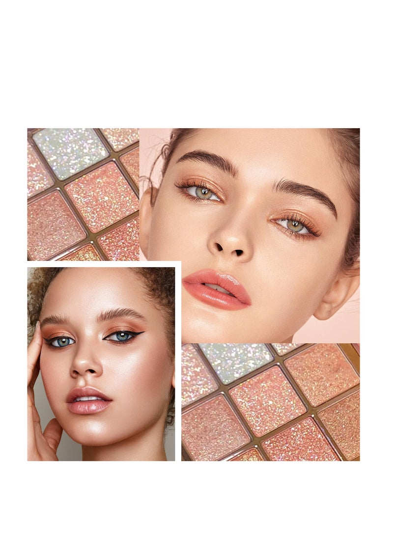 Glitter Eyeshadow Palette, 9 Colour Eye Shadow Pallets for Girls, Sleek Makeup Natural Waterproof Long Lasting Highly Pigmented, Shimmer Eye Shadow Pallets, for Girls Make Up