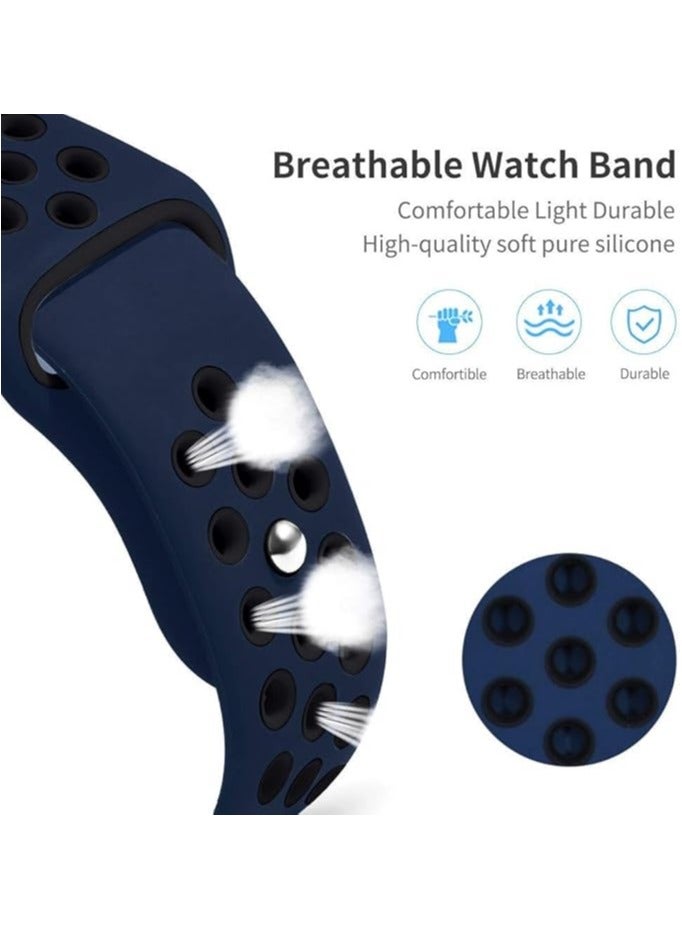 FITIT Bands for Apple Watch Series 3 and Above.(41mm 38mm and 40mm cases), Soft Silicone Breathable Wristband Replacement Strap, Blue and Black