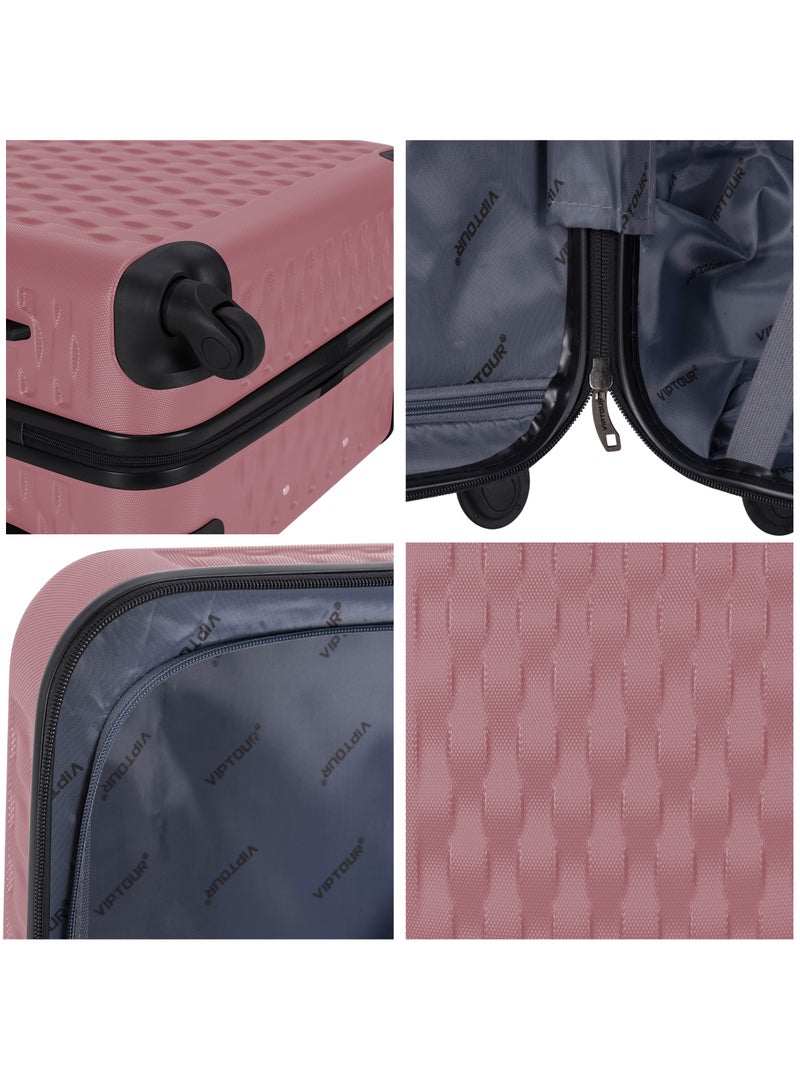 ABS Hardside 3-Piece Trolley Luggage Set Spinner Wheels With Number Lock 20,24,28 Rose Pink