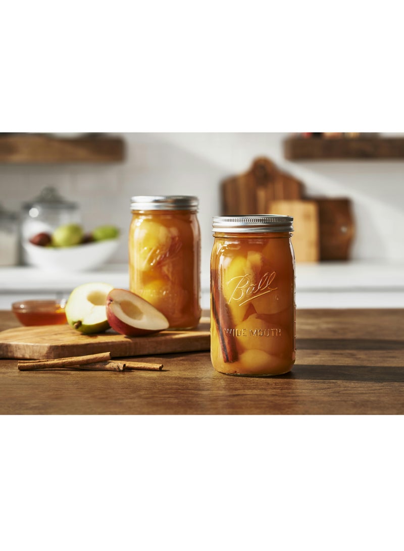 Mason Jar with Lids Wide Mouth Glass Jar, Great to preserve fresh Recipes, Set of 12, 32 Oz, Reusable Jars is BPA Free and Freezer safe.