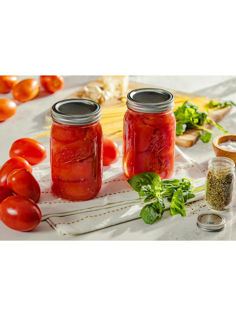 Mason Jar with Lids Wide Mouth Glass Jar, Great to preserve fresh Recipes, Set of 12, 32 Oz, Reusable Jars is BPA Free and Freezer safe.