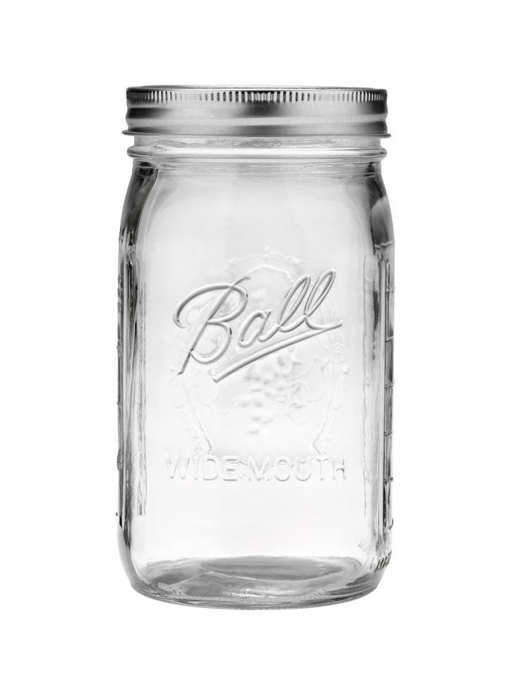 Mason Jar with Lids Wide Mouth Glass Jar, Great to preserve fresh Recipes, Set of 12, 32 Oz, Reusable Jars is BPA Free and Freezer safe.