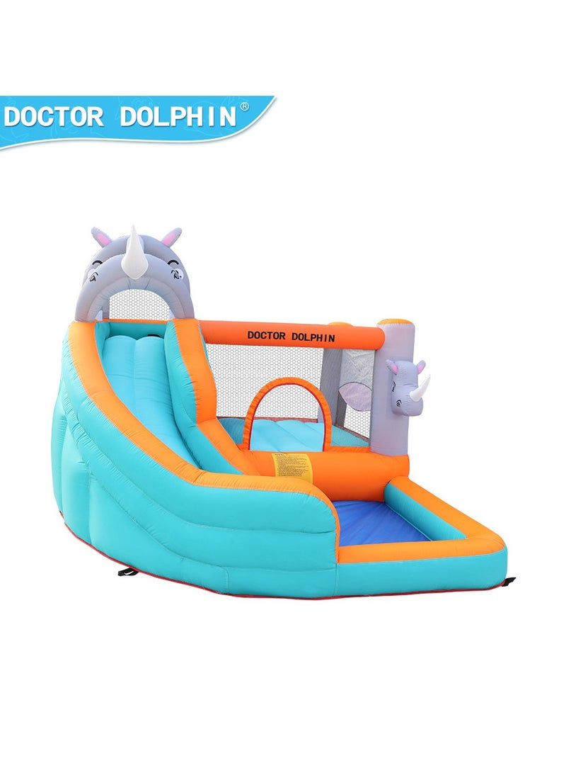 Doctor Dolphin Inflatable Bounce House with Water Slides for Kids with Climbing Wall, Elephant Theme Water Park with Plash Pool for Outdoor 73009