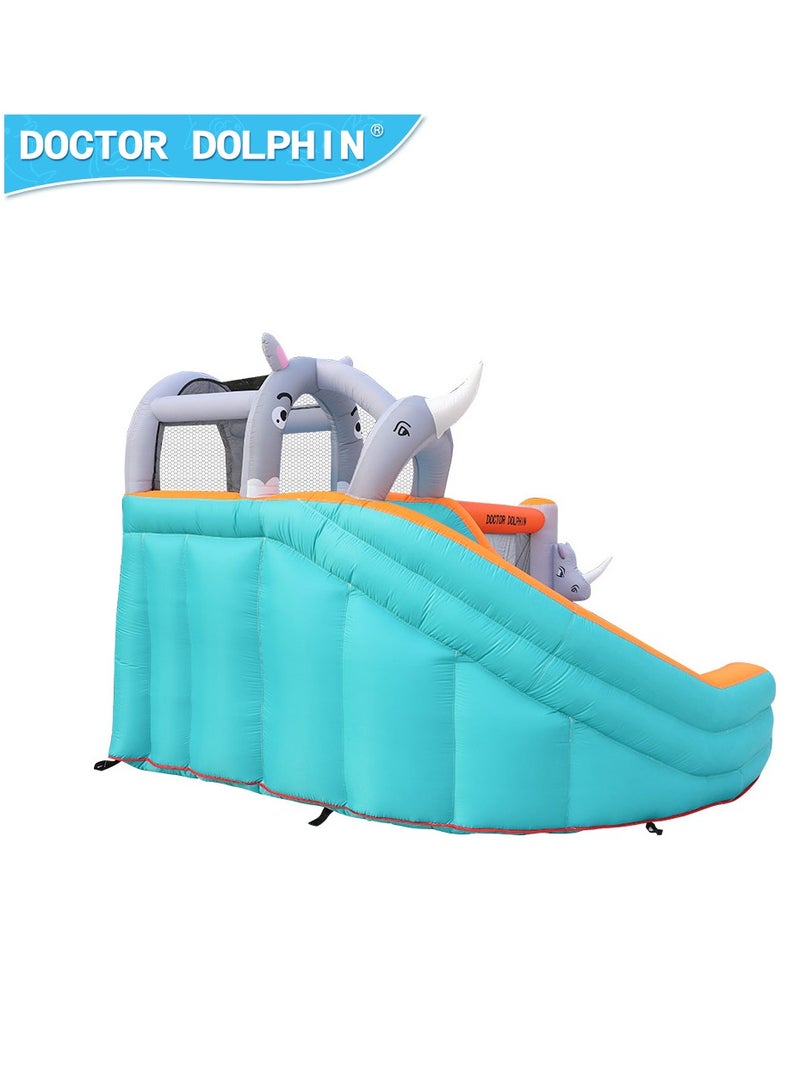 Doctor Dolphin Inflatable Bounce House with Water Slides for Kids with Climbing Wall, Elephant Theme Water Park with Plash Pool for Outdoor 73009