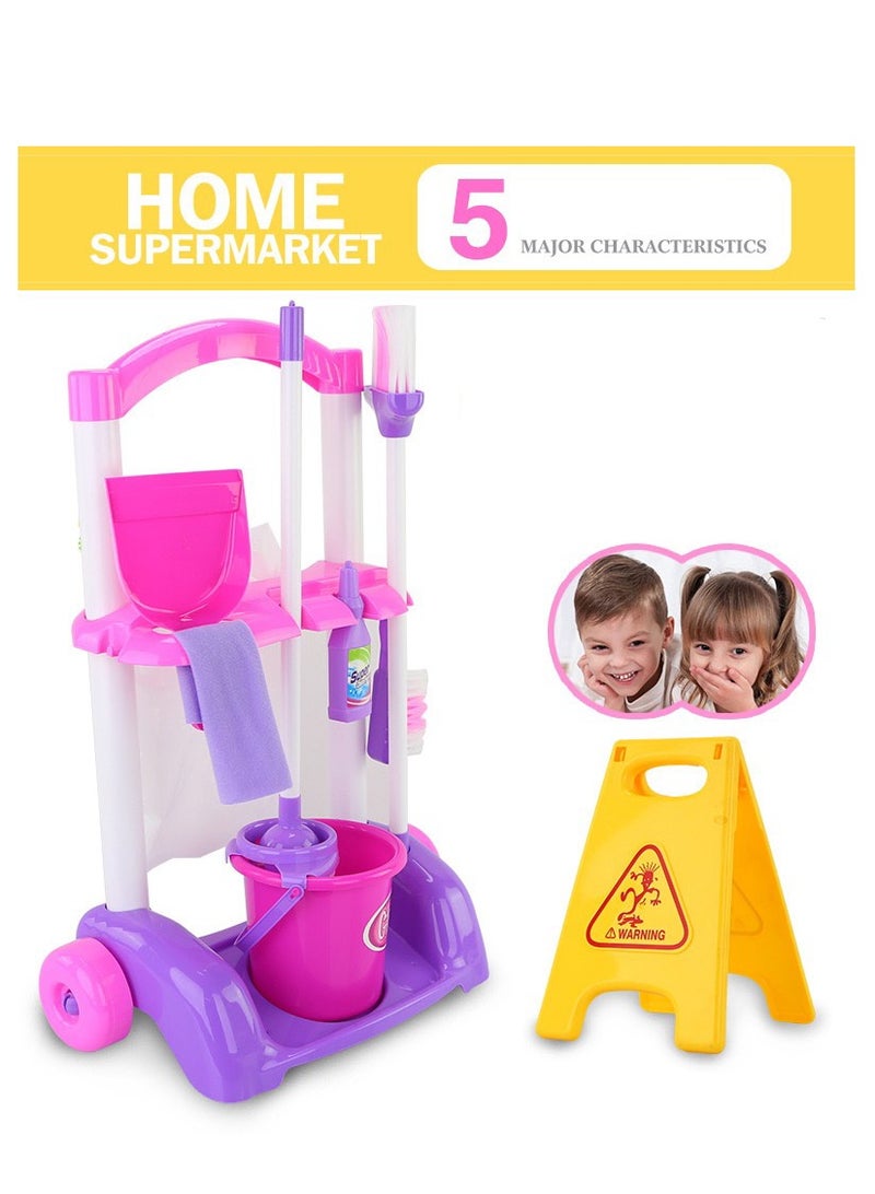 9 Pieces Portable Lightweight Little Helper Pretend House Keeping Cleaning Play Set