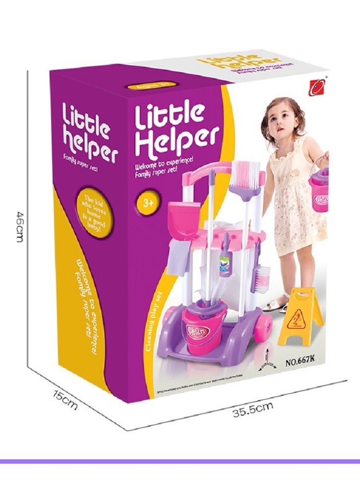 9 Pieces Portable Lightweight Little Helper Pretend House Keeping Cleaning Play Set