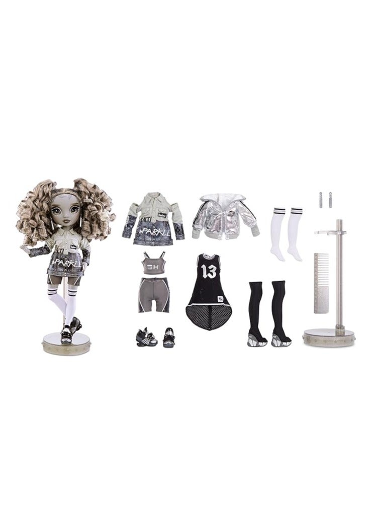 Shadow S1 Nicole Steel Grayscale | 11 inch Fashion Doll | 2 Titanium Designer Outfits to Mix & Match with Accessories | Material : Plastic