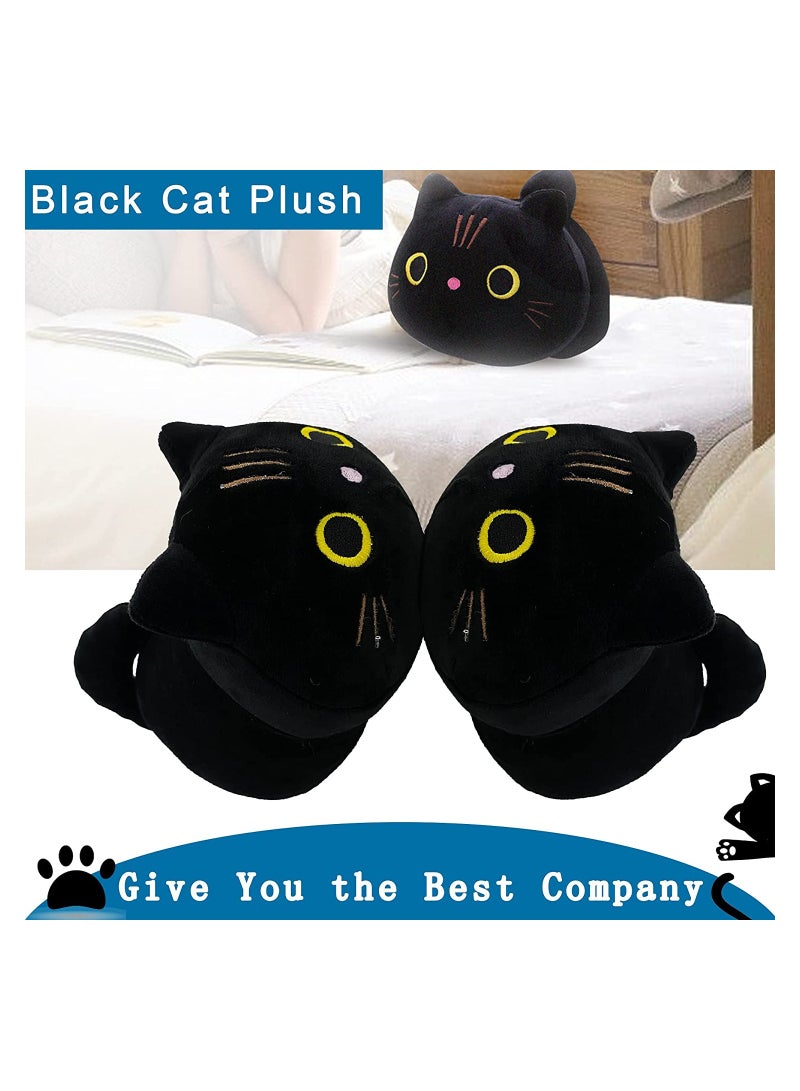 10Inch Black Cat Plush Pillow Cat Stuffed Animal Plushies  Kitten Toys Sleeping Hugging Pillow Soft Cushion for Girls Kids Women 1PC