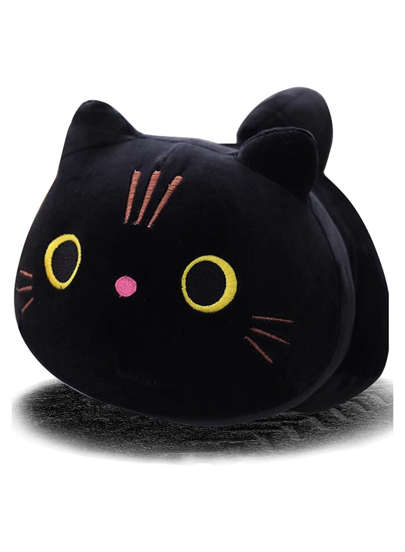 10Inch Black Cat Plush Pillow Cat Stuffed Animal Plushies  Kitten Toys Sleeping Hugging Pillow Soft Cushion for Girls Kids Women 1PC