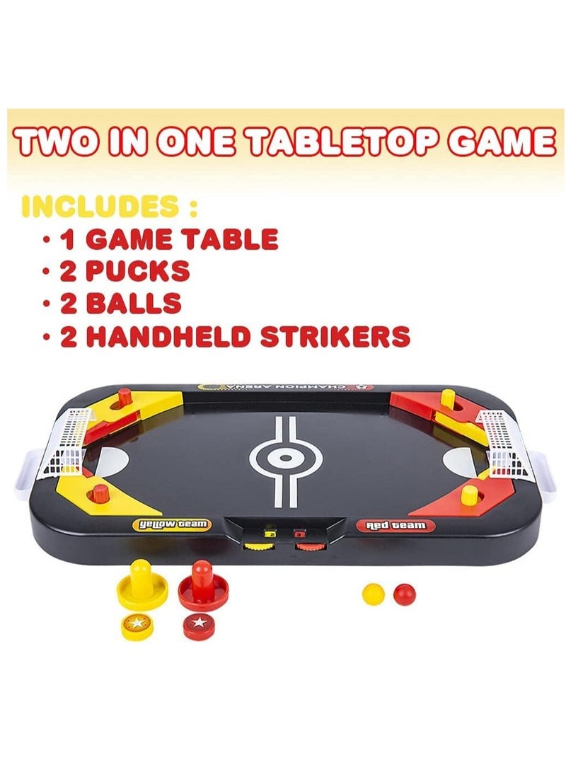 2 in 1 Sports Tabletop Game for Kids Soccer and Hockey Table Game for Indoor Fun Includes Pucks Balls and Strikers Fits on Table or Floor for Hours of ActionPacked Play