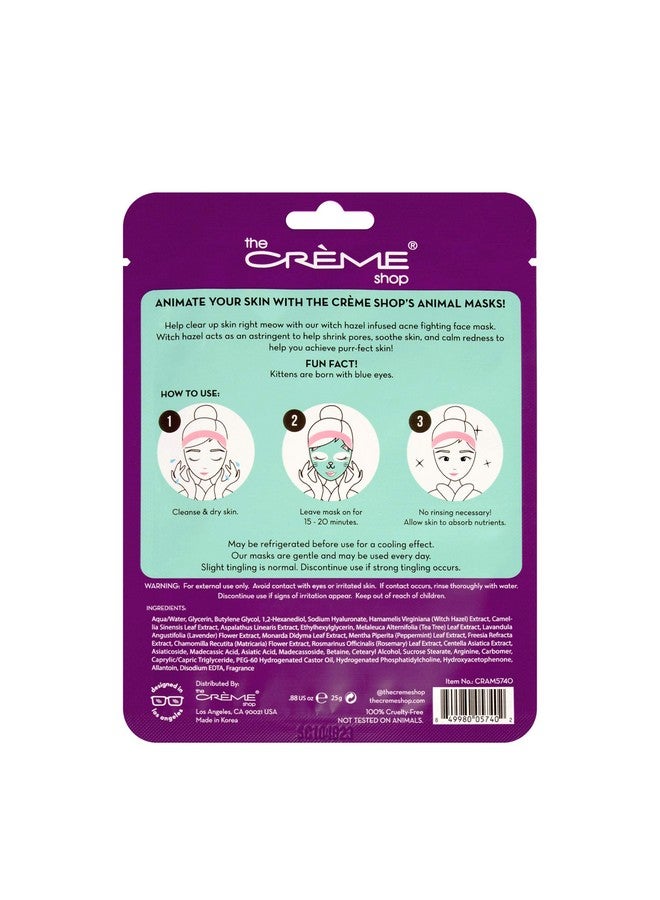 The Creme Shop Animal Sheet Mask Korean Hydrating Collagen Vitamin C Antiaging Pack Of 3 (Kitten)