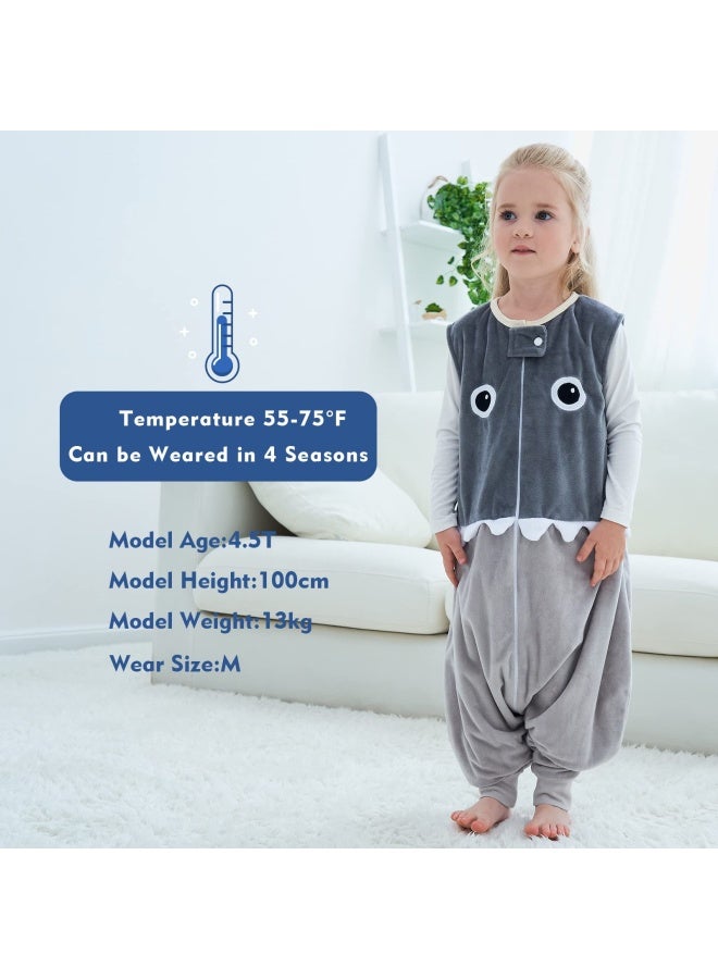 Baby Sleeping Bag Sack With Feet Autumn Winter Swaddle Wearable Blanket Sleeveless Nightgowns For Infant Toddler 1 3T Grey Shark