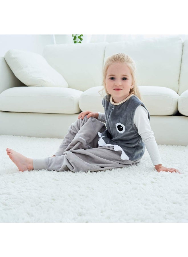 Baby Sleeping Bag Sack With Feet Autumn Winter Swaddle Wearable Blanket Sleeveless Nightgowns For Infant Toddler 1 3T Grey Shark