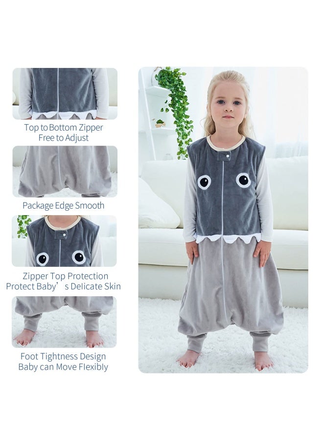 Baby Sleeping Bag Sack With Feet Autumn Winter Swaddle Wearable Blanket Sleeveless Nightgowns For Infant Toddler 1 3T Grey Shark