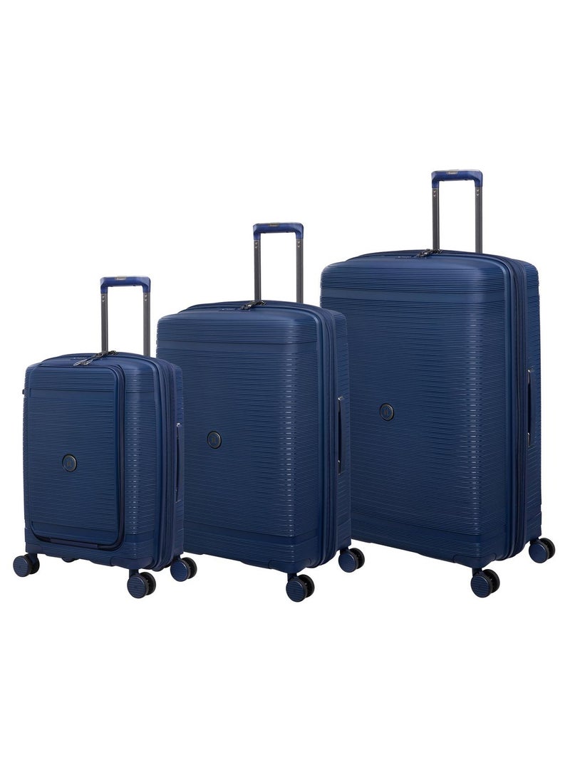 it Luggage Bag Unanimous Set of 3 Pcs, Hard Case Polypropylene (PP) Material, Matching Color Suitcases, 8x360 Degree Spinner Wheels, Expandable Trolley, Telescopic Handle, TSA Lock, Color Dark Blue
