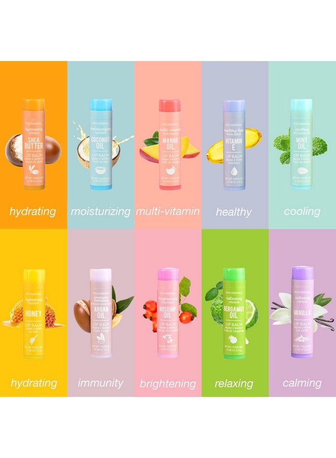 10Pc Lip Balm Collection With Essential Oils Hydrating Lip Balms Infused W/Natural Healing Essential Oils Vitamin Enriched Lip Balm Set