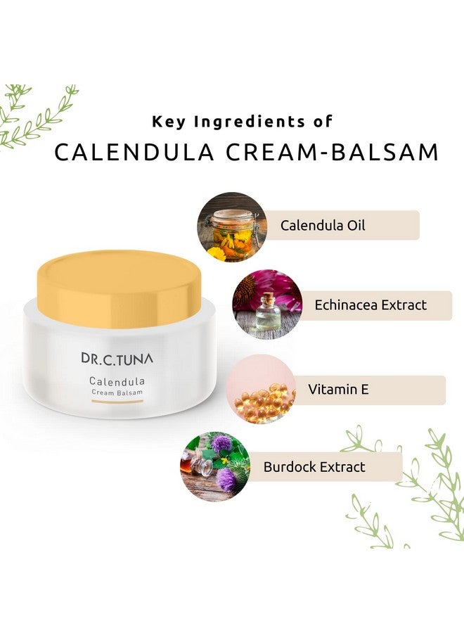 Dr C Tuna Calendula Cream Balsam For Skin Body Pure Natural Skincare Repair And Moisturizer Healing Effects For Dry Skin Plant Rich Protection With Calendula Chamomile 3.4 Fl (Old Package)