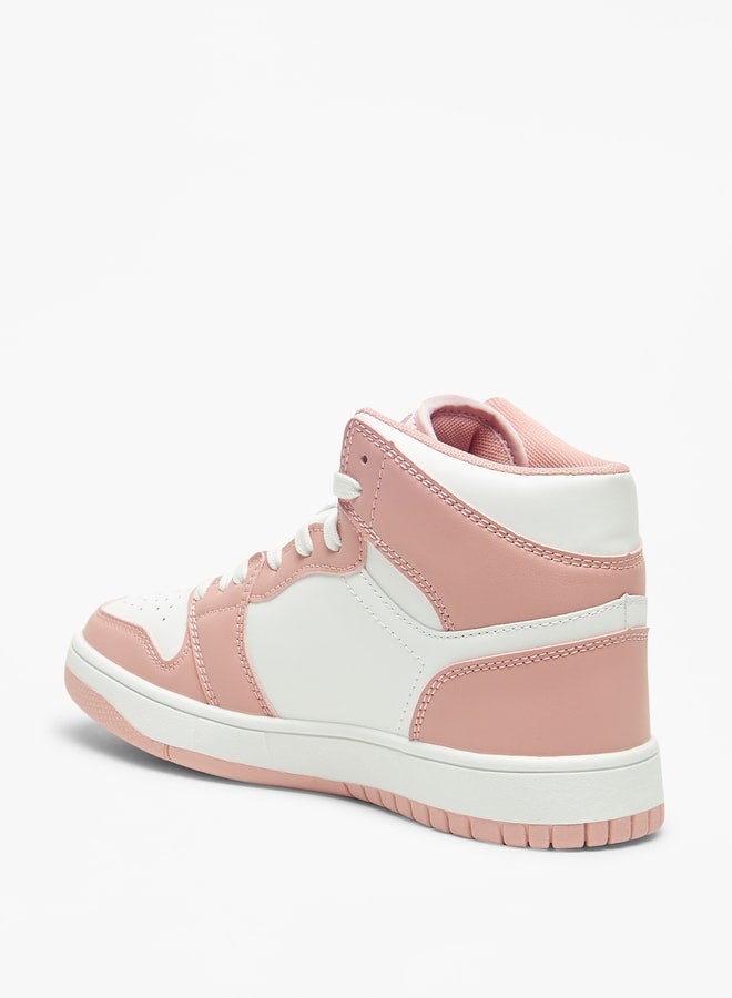 Colourblock High Top Sneakers with Lace-Up Closure