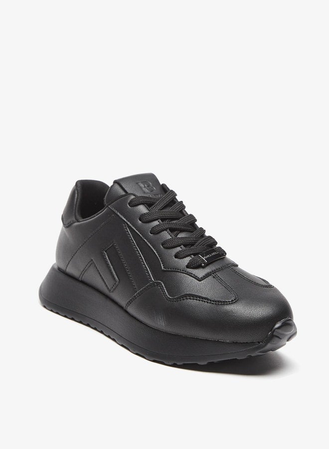 Monotone Low Ankle Sneakers with Lace-Up Closure