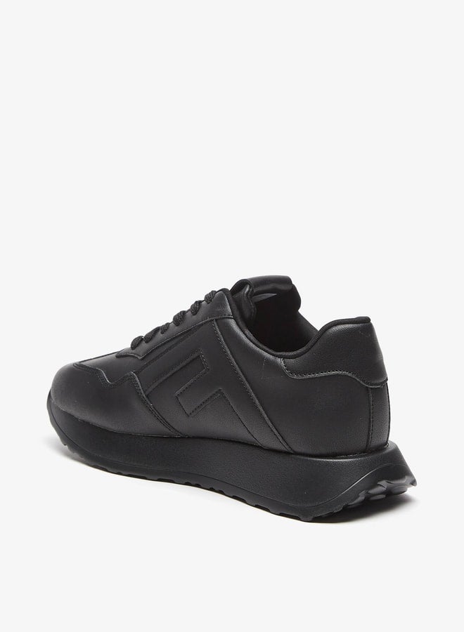 Monotone Low Ankle Sneakers with Lace-Up Closure