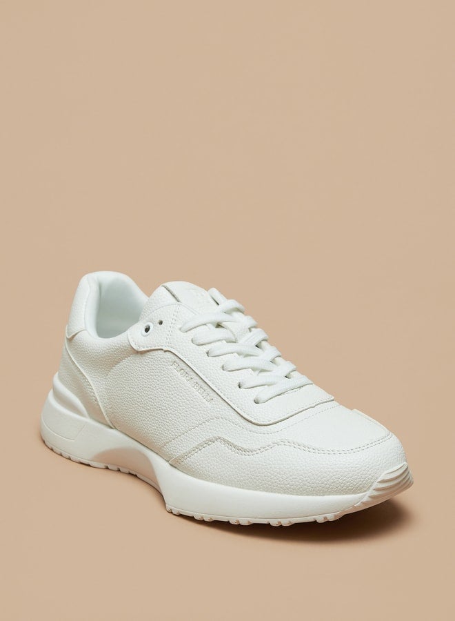 Monotone Low Ankle Sneakers with Lace-Up Closure