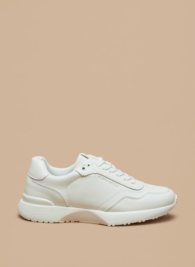 Monotone Low Ankle Sneakers with Lace-Up Closure