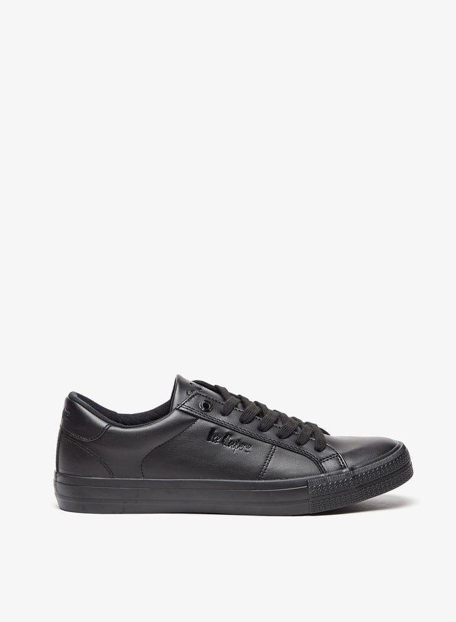 Men's Monotone Low Ankle Sneakers with Lace-Up Closure