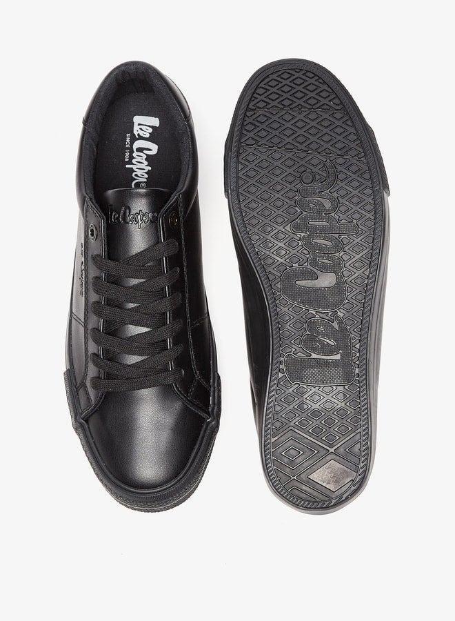 Men's Monotone Low Ankle Sneakers with Lace-Up Closure