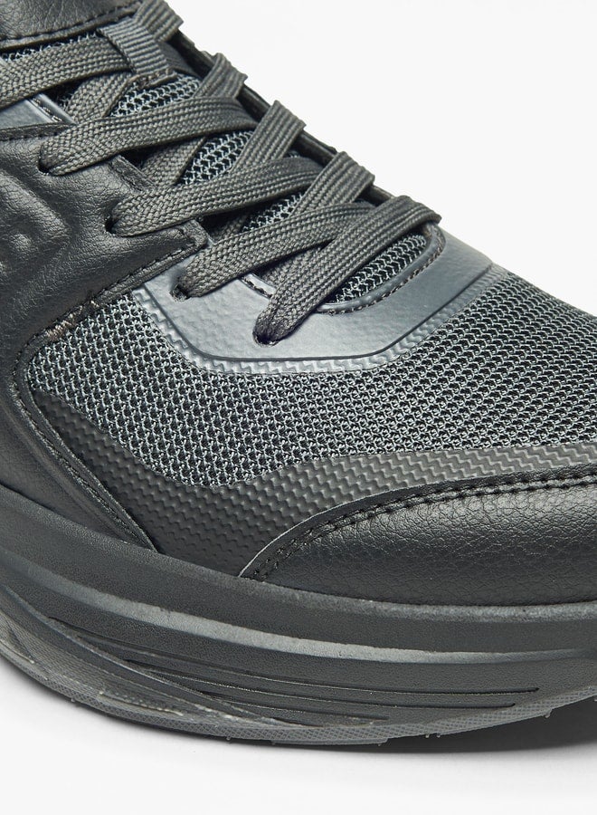 Men's Textured Sports Shoes with Lace-Up Closure