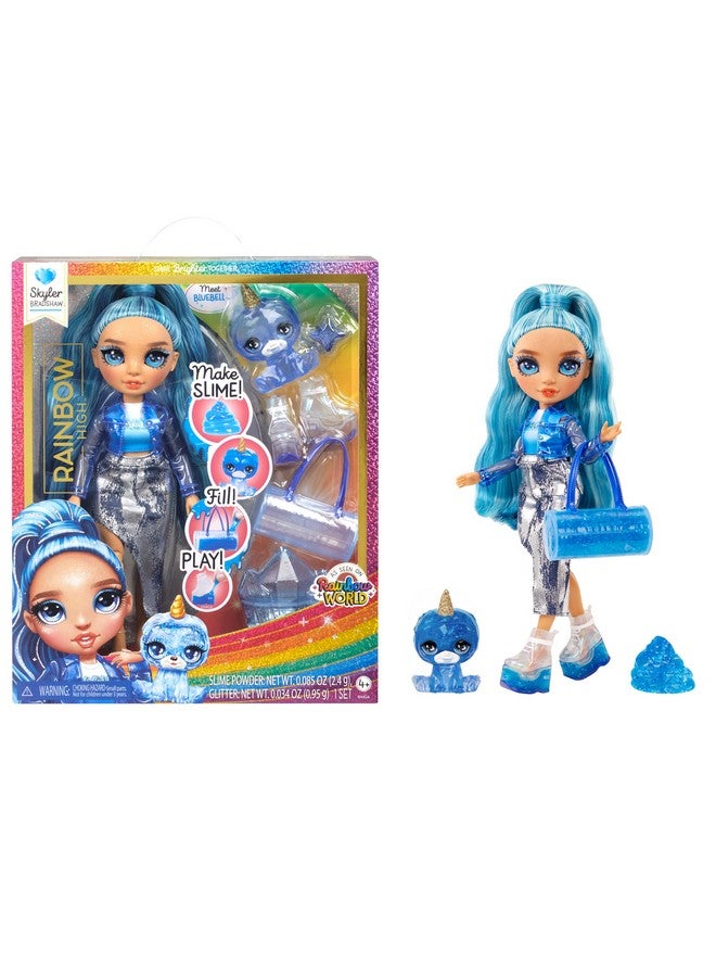 Skyler (Blue) With Slime Kit & Pet Blue 11” Shimmer Doll With Diy Sparkle Slime Magical Yeti Pet And Fashion Accessories Kids Gift 412 Years