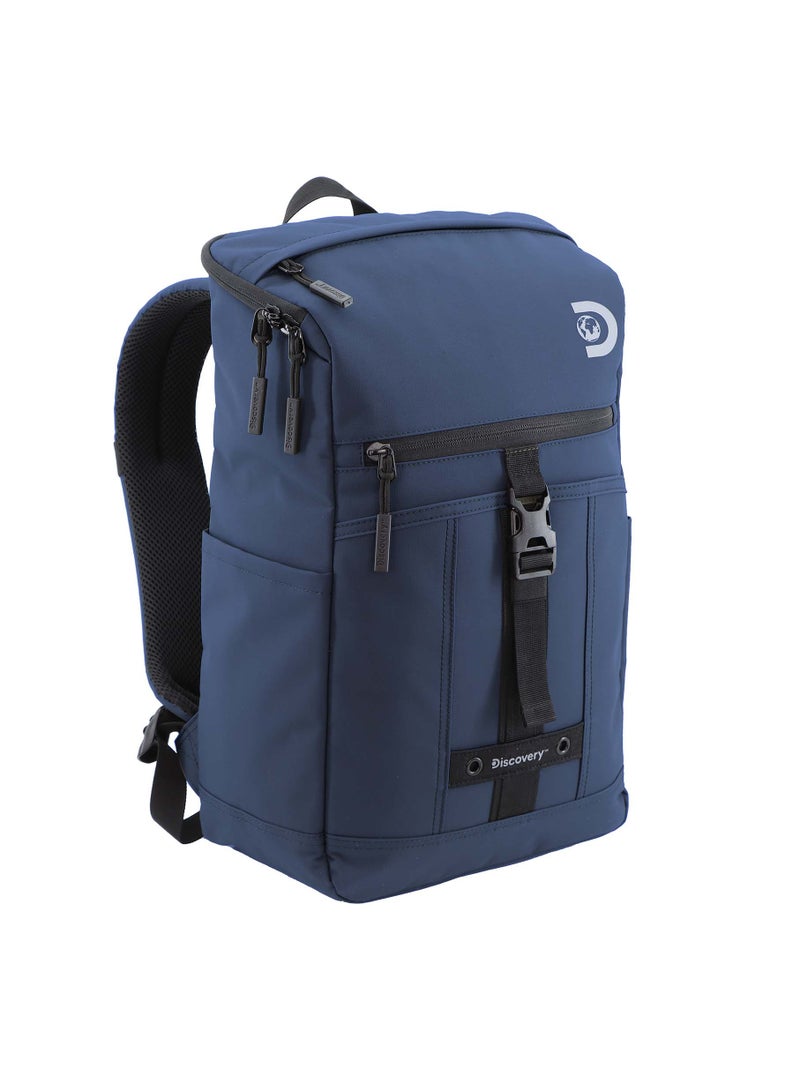 Discovery SHIELD RPET Polyester Top Zip Open Laptop Backpack Blue with Tablet Compartment, Casual Backpack 30L Large Capacity Laptop Bag Water-Resistant,Multi-pocket School Travel Business Bag