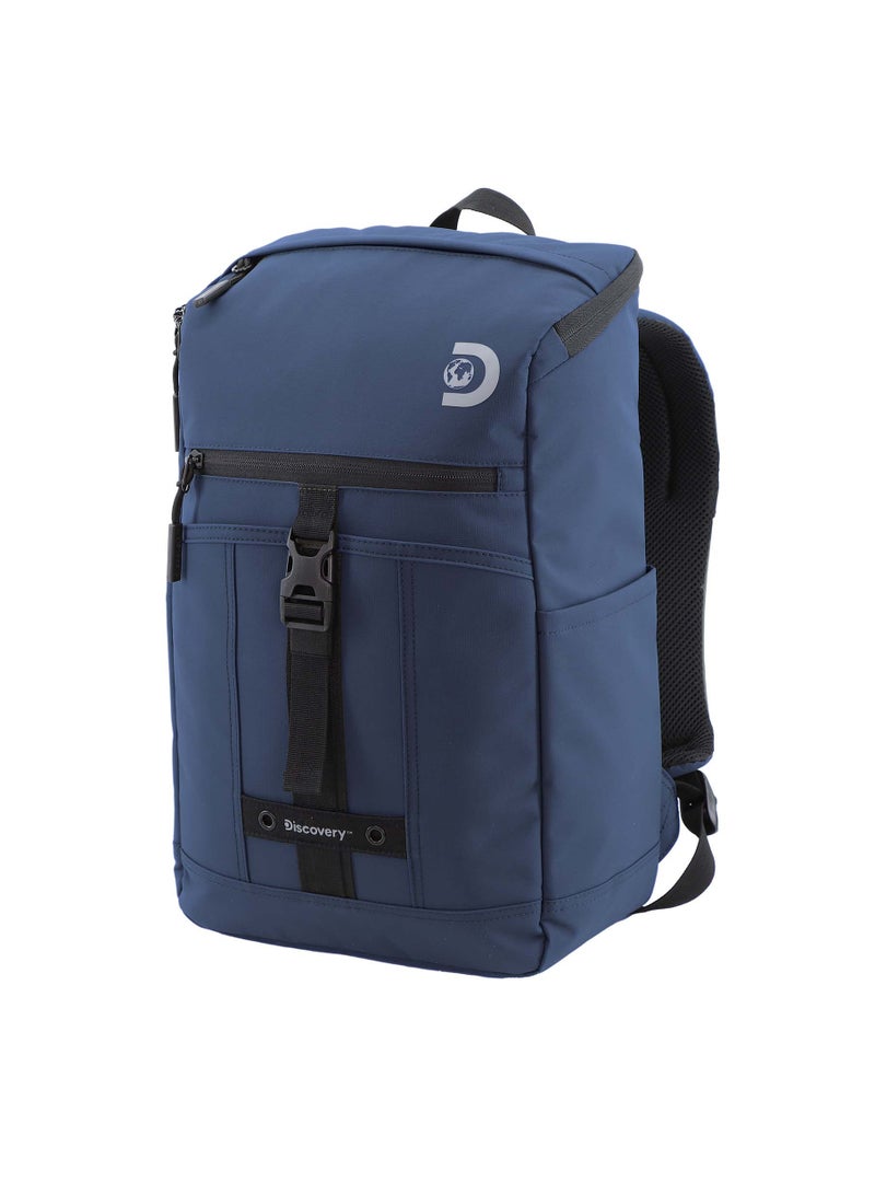 Discovery SHIELD RPET Polyester Top Zip Open Laptop Backpack Blue with Tablet Compartment, Casual Backpack 30L Large Capacity Laptop Bag Water-Resistant,Multi-pocket School Travel Business Bag