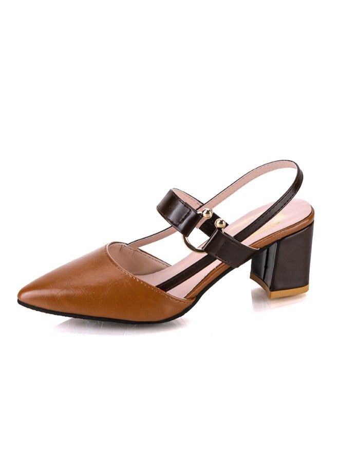 Women’s Office High Heels Casual Shoes Pointed Chunky Heel Large Size Chaussures Femmes Thick Heel Sandals