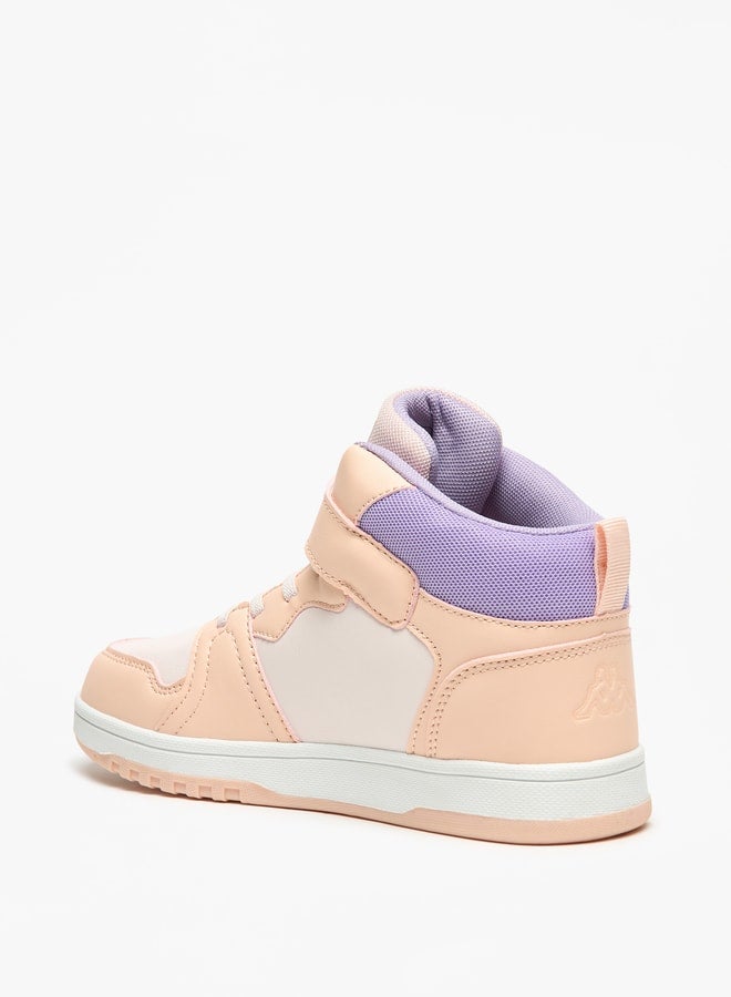 Girls' Colourblock High Top Sneakers with Hook and Loop Closure