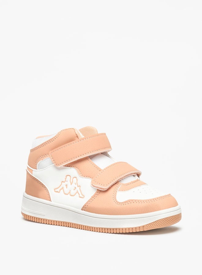 Girls' Panelled High Top Sneakers with Hook and Loop Closure