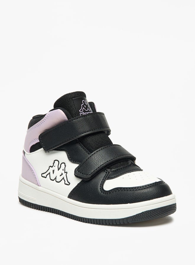 Girls' Panelled High Top Sneakers with Hook and Loop Closure