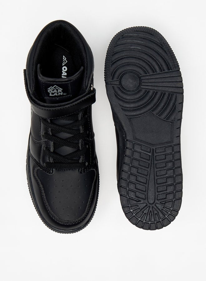 Panelled High-Top Sneakers with Hook and Loop Closure