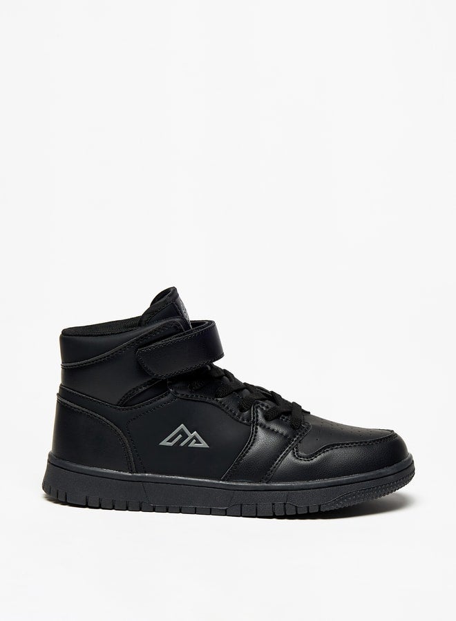 Panelled High-Top Sneakers with Hook and Loop Closure