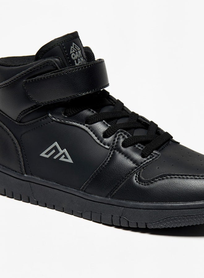 Panelled High-Top Sneakers with Hook and Loop Closure